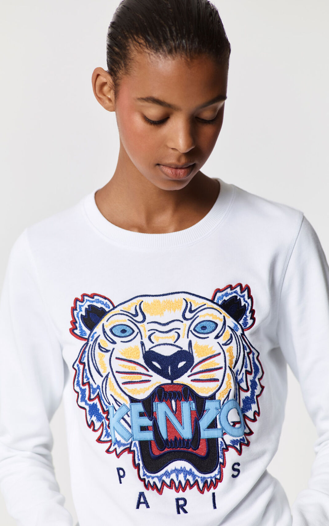 Sweatshirt Kenzo Tiger Feminino - Branco | 629HBFCSO